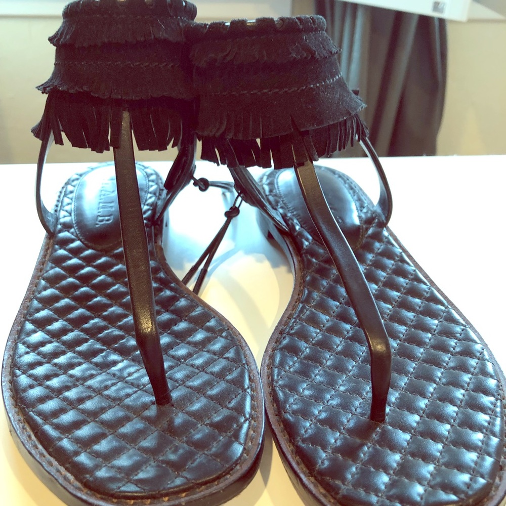 L.A.M.B sandals with T-strap.
